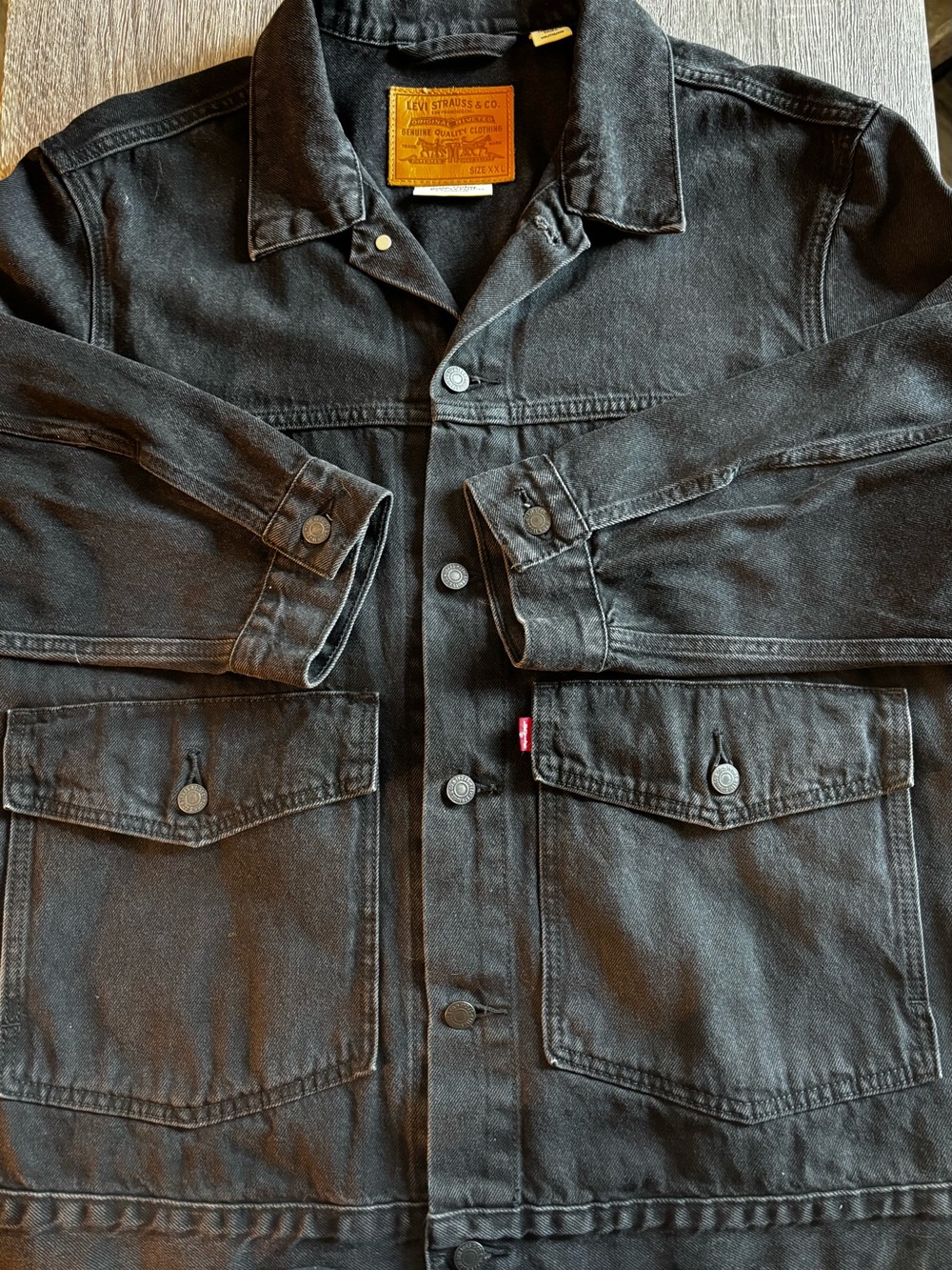 Levi's Black Cotton Denim Shirt Jacket - Picture 1 of 11